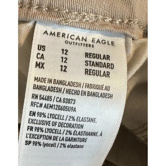 American Eagle Pants Womens 12 Cargo Mid Rise Baggy Wide Leg Stretch Boho - Picture 6 of 8